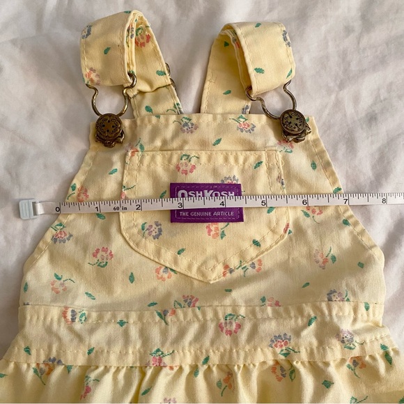 Vintage Oshkosh B'gosh Yellow Floral Pinafore Vestback Overall Dress 12 Mo. - Picture 9 of 12